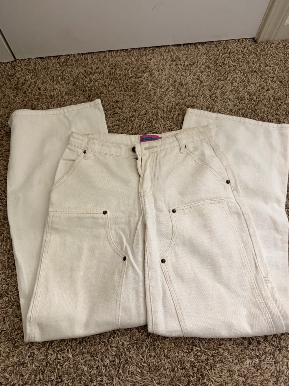 Edikted Cream High-Waist Wide Leg Pants